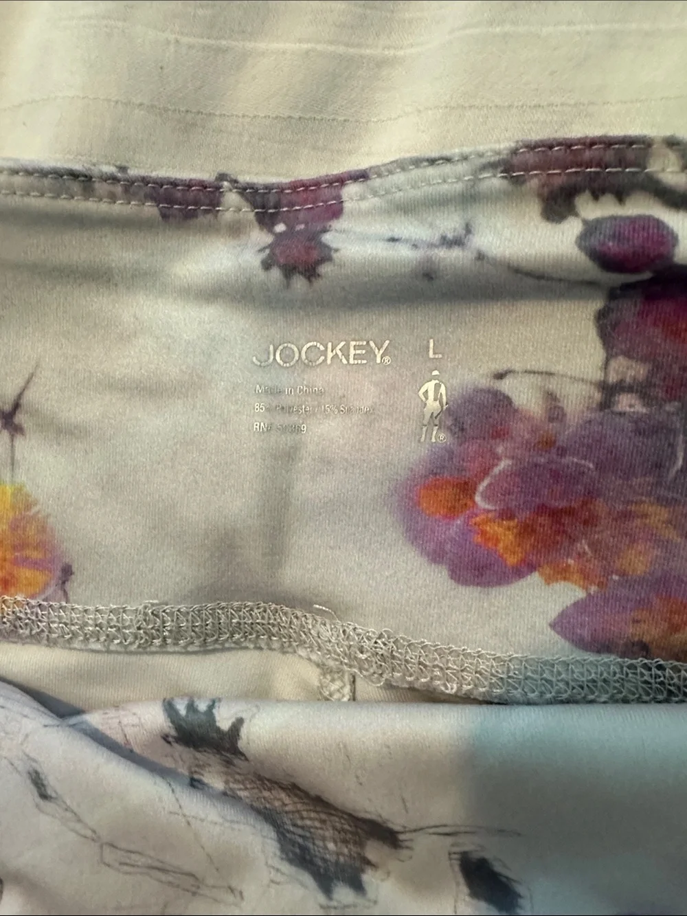 Jockey Floral Active Cropped Stretch Leggings in Lavender, Purple, Orange Size L - Picture 7 of 11